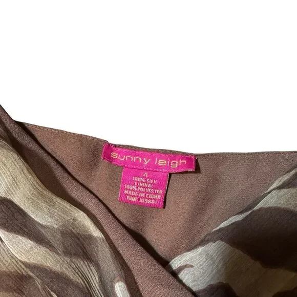 Sunny Leigh Dress, Size small 100%‎ Silk Brown Zebra Print - Picture 7 of 9
